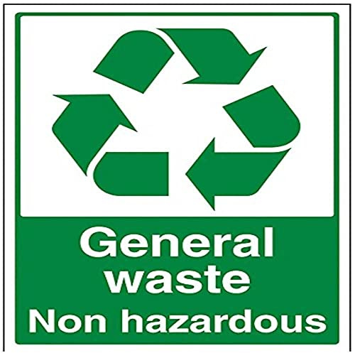 V Safety General Waste, Non Hazardous Recycling Sign - 300mm x 400mm - Self Adhesive Vinyl