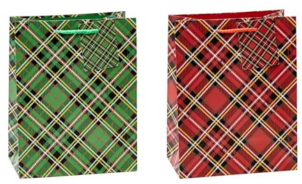 TSI Geschenktüten TARTAN, 12er Packung, Größe: Mittel (HxBxT 23 x 18 x 10 cm), Art. Nr. 87012