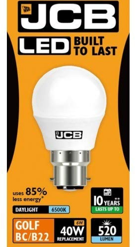 JCB LED Daylight BC B22 Bayonet Cap Golf Ball Mini Globe Lamp 6500K Light Bulb 40W Equivalent