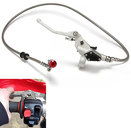 JFG RACING 1200 mm Motorrad Hydraulischer Kupplungsbremshebel Silber | Hauptzylinder Hydraulische Kupplung Set für 125cc-250cc Vertikalmotor Motocross Dirt Bike Pit Bike LTZ400 SM125 S51 CRE50