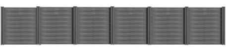 S SIENOC WPC Zaun Sichtschutzzaun 180x1055cm Zaunblende Gartenzaun | Lamellenzaun Alu-Pfosten Grau Windschutz 6X Element + 7X Pfosten, Grau