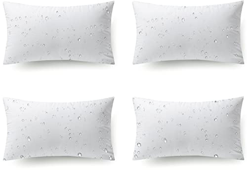 Phantoscope 12 x 20 Outdoor Pillow Inserts - Pack of 4 Outdoor Pillows Water Resistant Throw Pillow Inserts Hypoallergenic Square Decorative Couch Sham Cushion Stuffer