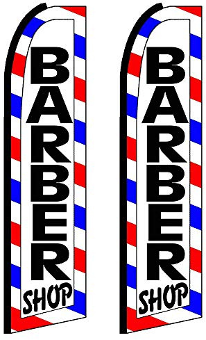 NEOPlex - BARBER SHOP 12-foot Swooper Feather Business Flag - Pack of 2