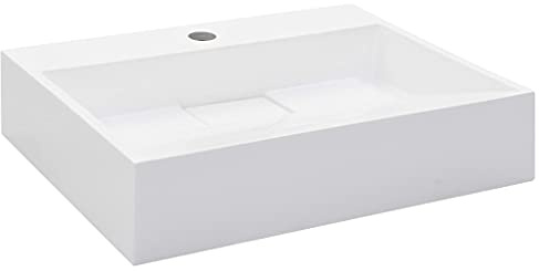vidaXL Lavabo Lave-Mains Vasque à Poser Evier Vasque à Monter Salle de Bain Intérieur Salle d'Eau Cabine de Toilette Maison 50x38x13 cm Fonte Minérale