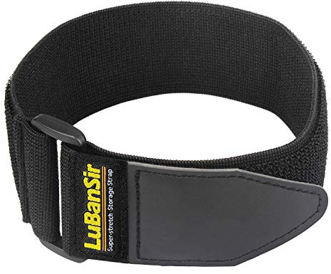 LuBanSir Cinch-remmar – 5 cm x 45 cm (6-pack) elastiska remmar med krok och ögla med spänne för cykel, lastbil, båt och mer för förlängningssladdar, rep, slangorganisation – svart