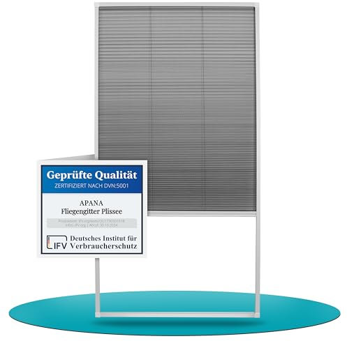 APANA Fliegengitter Plissee für Dachfenster 110x160 cm – Insektenschutz zum Zuschneiden aus Aluminium & Polyester – Mückenschutz für Dachschrägenfenster mit Bürstendichtung