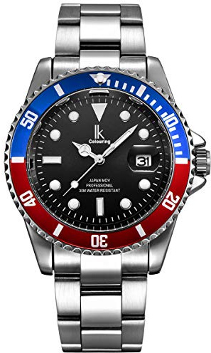 Alienwork IK Montre Hommes Femmes Calendrier Bracelet Métal