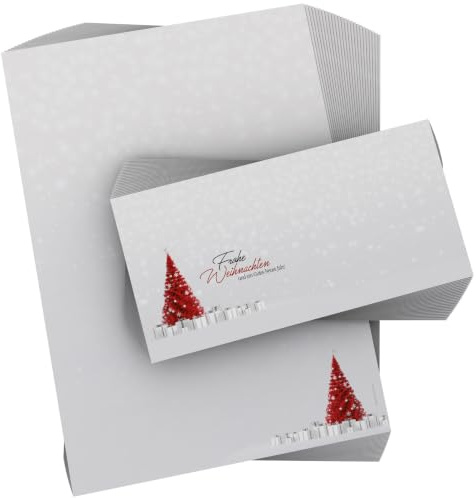 Weihnachtsbriefpapier mit Umschlag 40-tlg | Weihnachtstraum | 20 Blatt Motivpapier A4 + 20 Kuverts OHNE FENSTER DIN LANG | weihnachtliches Briefpapier-Set