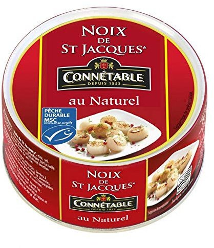 CONNETABLE - Noix de Saint-Jacques MSC au naturel 111g - 100% pêche durable - Saveurs délicates de la mer - Prêtes à déguster - Conservées avec soin. - Lot De 3 - Vendu Par Lot