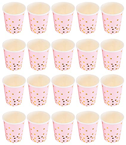 Pappersmugg kaffekoppar vatten pappersmuggar dricka koppar små papperskoppar för juice kaffe te semester födelsedag 20 st (rosa)