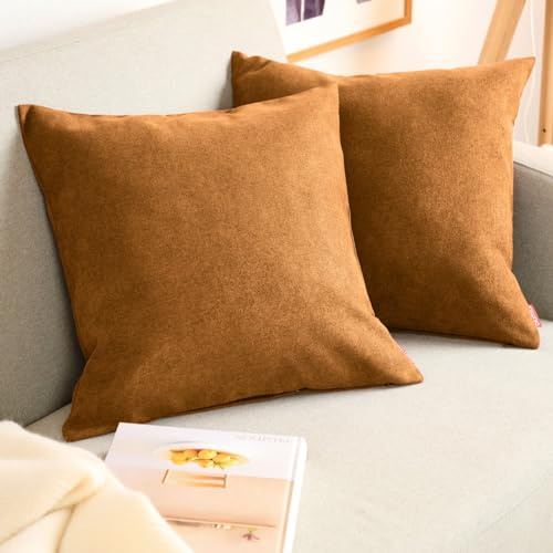 Blumtal 2er Set Kissenbezug 50x50 Gold - kuschelige Chenille Kissenbezüge mit verstecktem Reißverschluss, Oekotex Zertifizierte Kissenhülle für Deko-Kissen Sofakissen Polster & Zierkissen