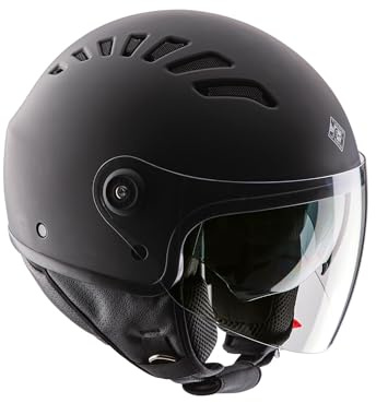 Tucano Urbano casco demi jet unisex EL'TOP. Casco moto in policarbonato, casco scooter all seasons con doppia visiera e copri–aerazione Dynamic Flow. Casco omologato ECE 22.05 grigio opaco Tg. S