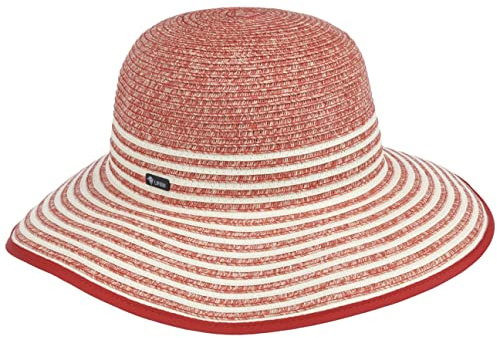 Lipodo Striped Brim Twotone Schlapphut Strohhut Breite Krempe Sonnenhut Damen Frühjahr Sommer rot-meliert M (56-57 cm)