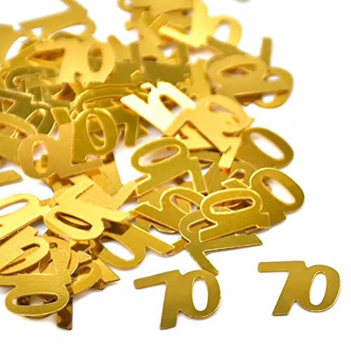Confettis Anniversaire 70,Table Décoration,Confettis de Fête Mariage Anniversaire,Le thème de la fête,décoration pétillante,mariage(15g,or)