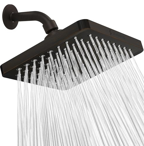 SparkPod Fester Duschkopf – Hochdruckregen – luxuriöser moderner Look – einfache Installation ohne Werkzeug – perfekter verstellbarer Ersatz für Ihre Badezimmer-Duschköpfe (20 cm quadratisch, Vintage
