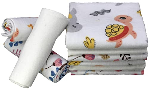 Clevere Kids saugstarke Spucktücher | 9er-Pack | Flanell Sterne | 38x38 | Babytücher | Oeko-TEX (Schildkröte rosa)