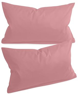 npluseins federe in tinta unita in confezione da 2 e dal design discreto 1154.1498, 30 x 50 cm, rosa antico
