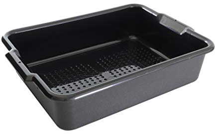 Thunder Group PLBT505BPF Bus Box, 1-Compartment, 21-1/2L x 15-3/8W x 5 deep, Perforated, Integrated Handles, Stackable, Polypropylene, Black