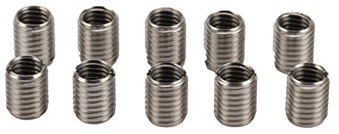 Lot de 10 inserts filetés, adaptateur fileté en acier inoxydable 303 douille filetée Outil de réparation de filetage intérieur métrique kit de réduction de filetage (M10*1.5-M12*1.75-L15MM)