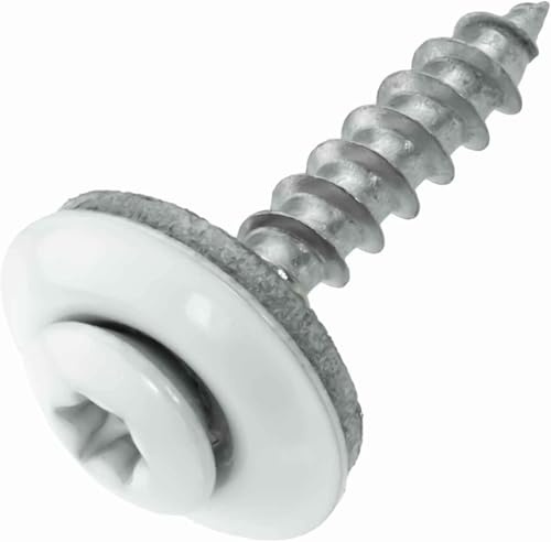 Lot de 100 vis Spengler en acier inoxydable A2 avec joint EPDM de 15 mm - 4,5 x 45 mm - blanc RAL 9010 TX20