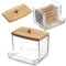 AIMIXUN 2 Pièces Boite à Coton Tige, Porte Coton Tige, Rangement Cotons Tige en Acrylique avec Couvercles en Bambou, Maquillage Cosmétiques, Distributeur Cotons Tige pour Chambre Salle de Bain