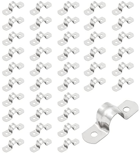 Auvotuis 20Pcs M45 Rigid Pipe Strap - Stainless Steel Conduit Clamps Two Hole Strap U Bracket Tube Strap Clamp for 1-3/4 Inch Pipes