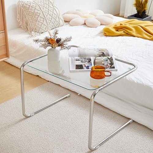 Table d'appoint Table d'appoint médiévale en acier inoxydable, Table basse en verre de cristal, Tables d'appoint for chambre à coucher, bureau de Base for photographie chez l'habitant Table basse ( Co