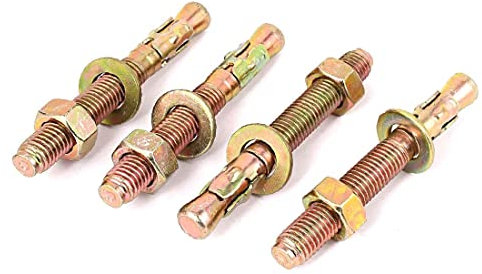 PULaif Ankerbolzen, Edelstahl-Spreizhülse, Ankerschrauben, 4 Stück, M12 x 100 mm, Metallkeilanker, Autoreparatur, Gecko-Spreizbolzen, Bronzeton