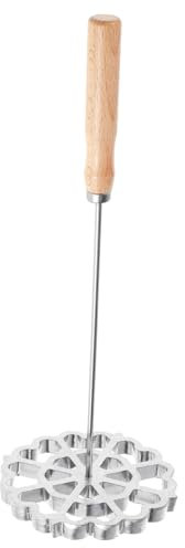 Amosfun Stampo Per Frittura in Lega Di Alluminio Con Manico in Legno Utensile Cucina Per Frittelle Polpette Di Gamberi E Torte Di Carote 12.4X4.7X4.7 Pollici Leggero E Facile Da Pulire