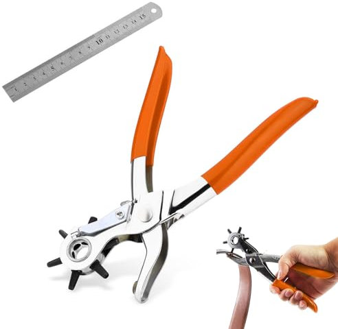 Trou Ceinture, Pince Perforatrice Cuir, Pince Trou Ceinture Cuir, Pince Perforatrice Rotative, Perforatrice Trou Ceinture, Pince a Trouer Le Cuir, avec Règle, pour cuir, bracelets de montre, sacs