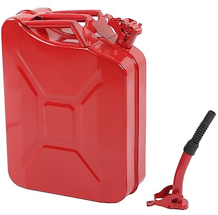 flexman Lata Gasolina de 5,3 Galones, Cubo Gasolina de Acero Inoxidable 20 Litros, Contenedor de Combustible Portátil con Puerto Escape Automático, Lata Seguridad Roja con Boquilla