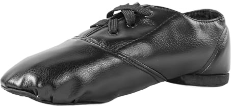 Black Lace Up Jazz Shoes PU Leather Oxford Dance Sneaker for Women Theater Class Boots(6, Black)