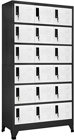 Bulliing Schließfachschrank Anthrazit und Weiß 90x40x180 cm Stahl Spind Schrank SchließFachschrank AufbewahrungsschräNke Stahlschrank