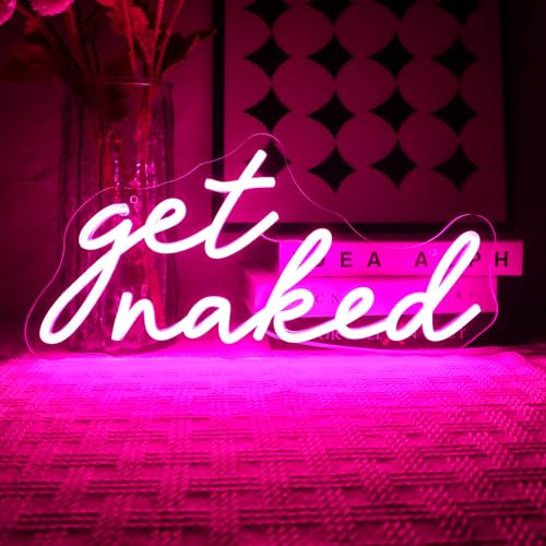 OYCGZV Get Naked Neon Schild Rosa Led Neonschild Wand Schriftzug Neon Sign USB Nackt werden Led Schild für Schlafzimmer Heim Badezimmer Bar Shop Club Store Pub Salon Dekoration Party