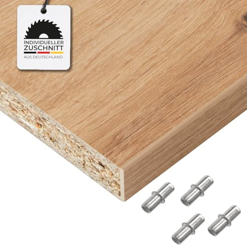 Hausfux Einlegeboden, Regalboden nach Maß - 1,9 cm Starke Spanplatte, melaminbeschichtet, einseitige ABS-Kante - Made in Germany - Maßanfertigung - für Möbelbau (Artisan Oak, 80 x 30 cm)