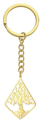 kkjoy Portachiavi Rombica dell'Albero della Vita in Acciaio Inox Portachiavi Ciondolo dell'Albero della Vita Borsa Accessori per Donne Uomini