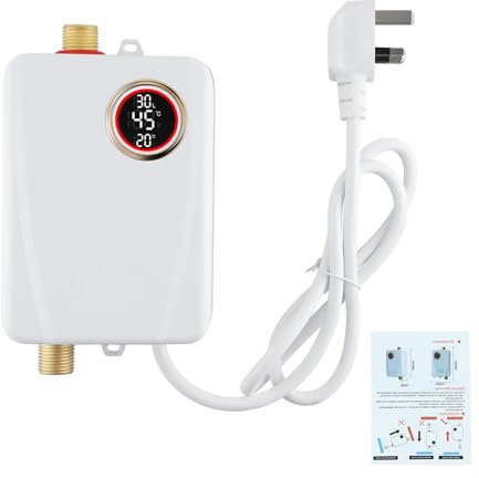 Instant Hot Water Heater Under Sink, 220V 3500W Mini Electric Tankless Hot Water Heater for Shower with LCD Display,Tankless Heating Element Water Heater with Energy Efficient Supply System