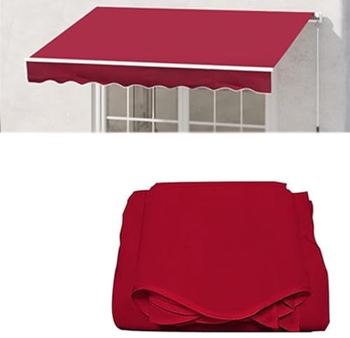 Markisenbespannung UV-Schutz, Bespannung fur Markise, Wasserdicht, Sonnenschutz, Markisentuch Ersatz-Bezug for Markise, Markisenstoff Ersatzstoff mit Volant, 3/4/5/6m, Grün/Rot/Grau/Beige(Red,(20x5ft)