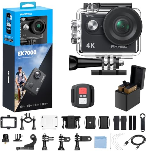 AKASO EK7000 4K30fps Action Camera - 131ft Waterproof Camera with Remote Control 4X Zoom Ultra HD 20MP Underwater Camera with Accessories Kit