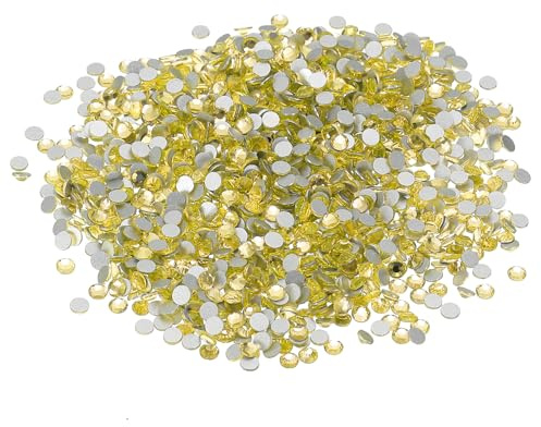 PATIKIL SS10/1440 st. Glas diamant strass, kristallglas platt baksida strass rund kristall konst ädelstenar diamant dekor för nagelkonst hantverk kläder gör-det-själv make-up, gul