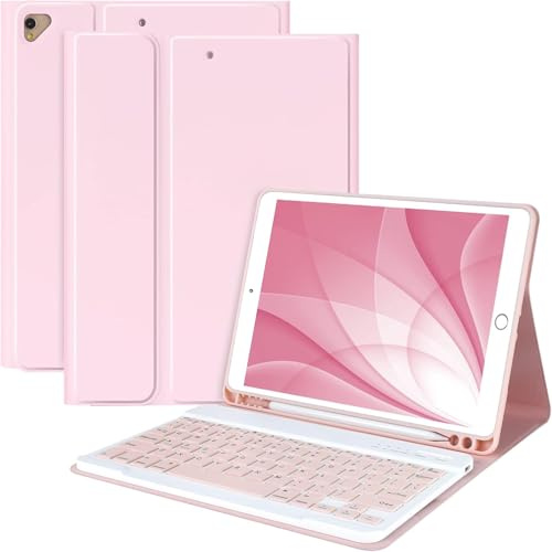 MMK Tastatur Hülle für iPad 10.2 Zoll (9/8/7 Generation 2021/2020/2019) | Hülle für iPad Air 3rd 2019 und Pro 10.5 2017, Abnehmbar Tastatur Schutzhülle mit Pencil Halter, Deutsches QWERTZ-Layout