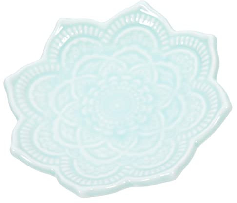 KITANDOVE Ceramic Mandala Flower Tray Decorative Jewelry Display Plate Elegant Desktop Storage for Earrings Necklaces Stylish Bathroom Kitchen Organizer Unique for Women