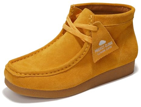 Project Cloud 100% Genuine Leather Ankle Boots for Women - Lightweight & Non Slip Womens Shoes - Memory Foam Insole Chukka Boots - Water Resistant Fashion Shoes for Women 2026 (Wally Boot, MUST,8.5)