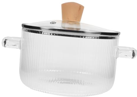 SECFOU Pentola in Vetro Trasparente Coperchio Pentola Per Fornello Per Uso Domestico Casseruola Per Zuppa Doppio Manico Adatta Per Noodles Riso e Stufati