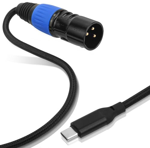 BTFO USB C to XLR Cable, 6.6ft USB Type C to XLR Male Output Stereo Cable Braided Nylon Converter Adapter for Amplifiers, Speakers, Mixers Console, and More (Blue, Black)