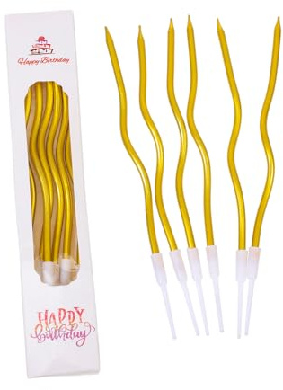 TOPBATHY Candelas De Parafina para Hornear Curvas Doradas Decoración De Cumpleaños