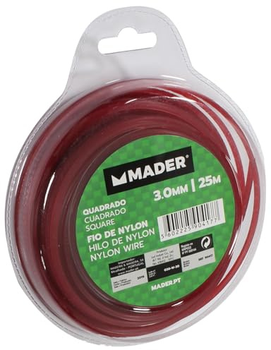 Filo di nylon quadrato di 3 mm e 25 m di lunghezza, ideale per l'uso in giardinaggio e ferramenta, robusto e durevole. *