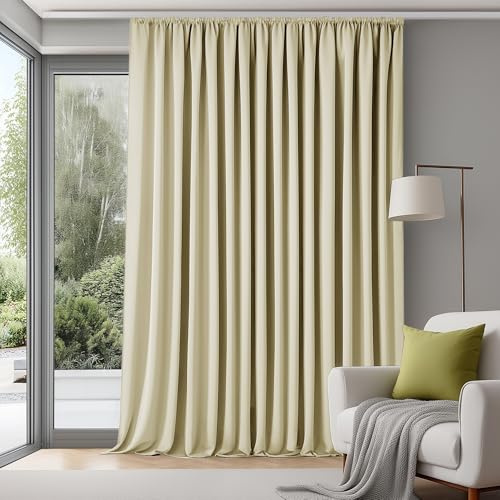 Deconovo Tende Oscuranti Termiche con Nastro a Matita – 2 Stili di Montaggio, Set di 1 Tenda Moderne Isolanti per Camera da Letto e Soggiorno, 280x175 CM, Beige Chiaro