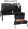 Muntel Barbecue à charbon de bois, fumoir, barbecue cylindrique portable et pliable pour camping, poignée en acier inoxydable, thermomètre, grille de barbecue, noir