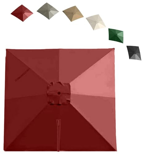 VLKLPZAHAK Tela di Ricambio Rettangolare per Ombrellone A Sbalzo 4x3m Ombrellone da Giardino con Parasole in Tessuto per Prese d'Aria 8 Nervature(Burgundy,3x3m (9.8x9.8ft))